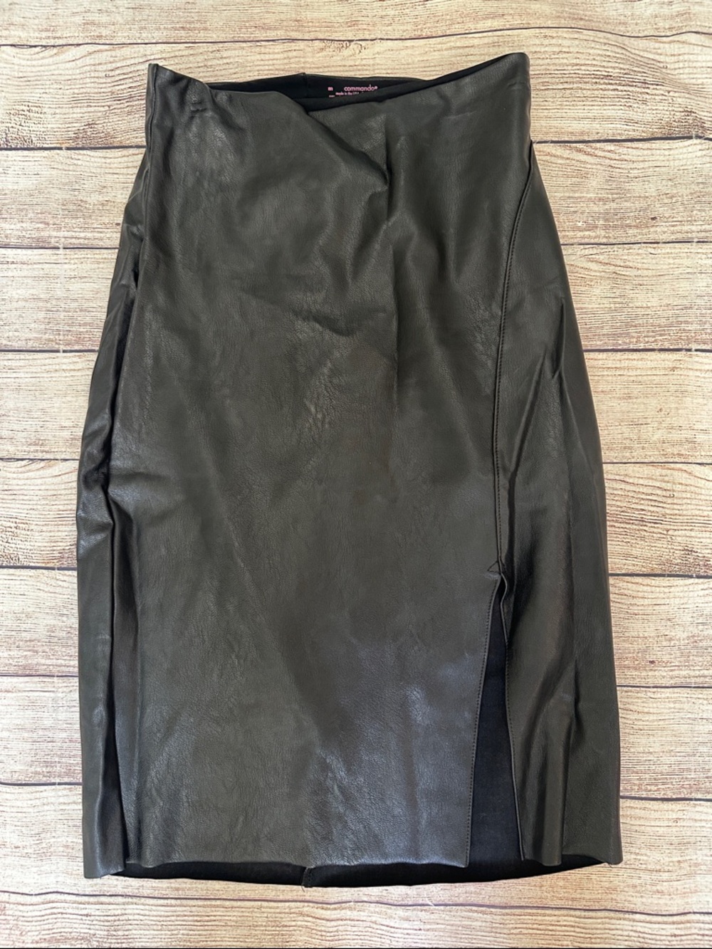Commando Black Faux Leather Pencil Skirt